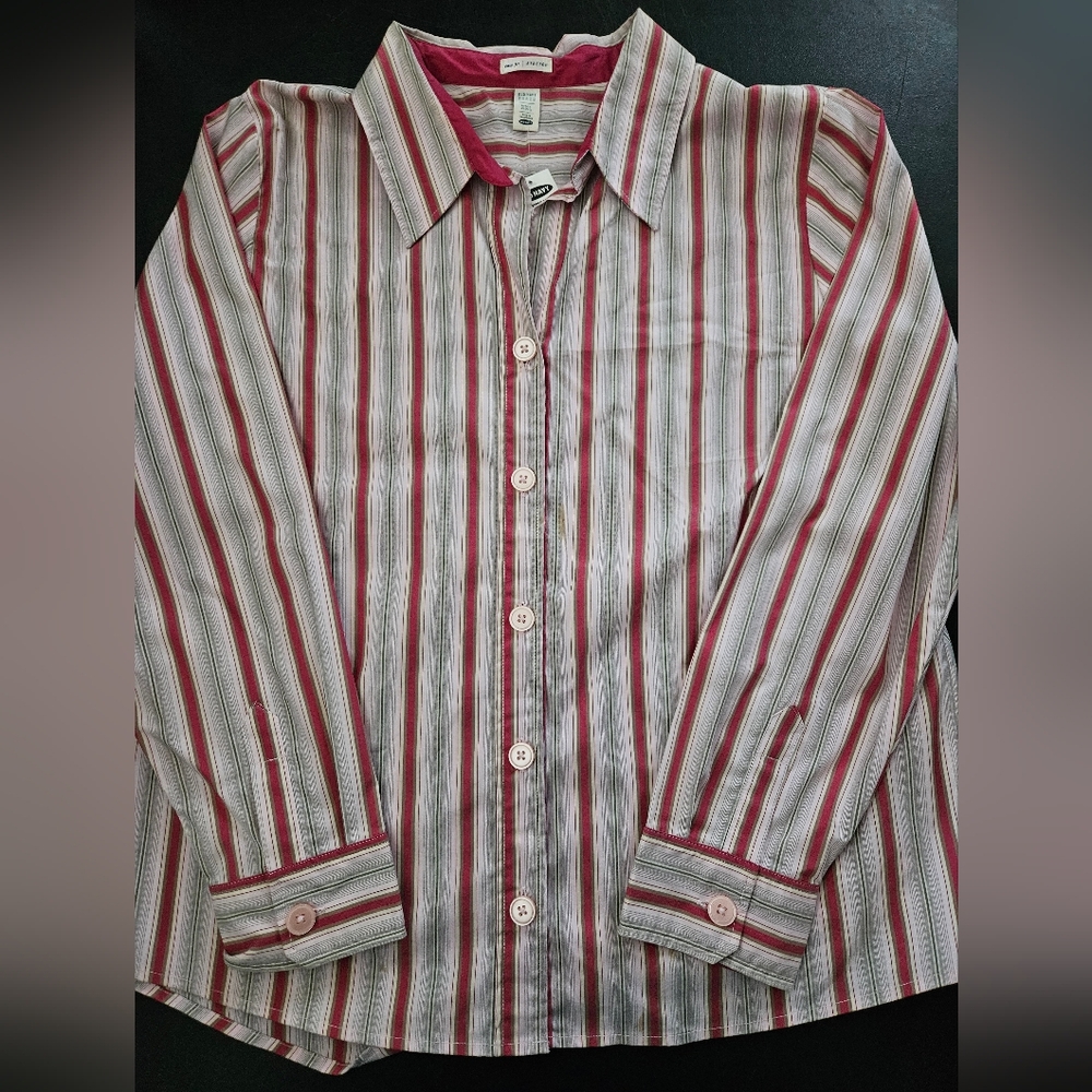 NWT - Old Navy Stretch Striped Button Up Long Sleeve Shirt - Size XXL